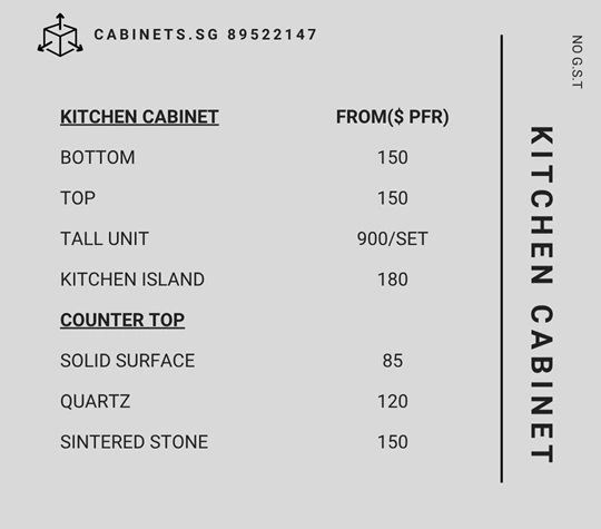 custom-kitchen-cabinet-price-singapore pricelist for custom kitchen cabinet in Singapore